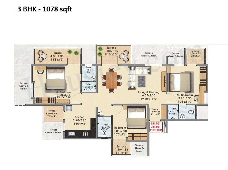 Bhalchandra Vihar Phase 2 Unit plan - 1078 sq.ft.
