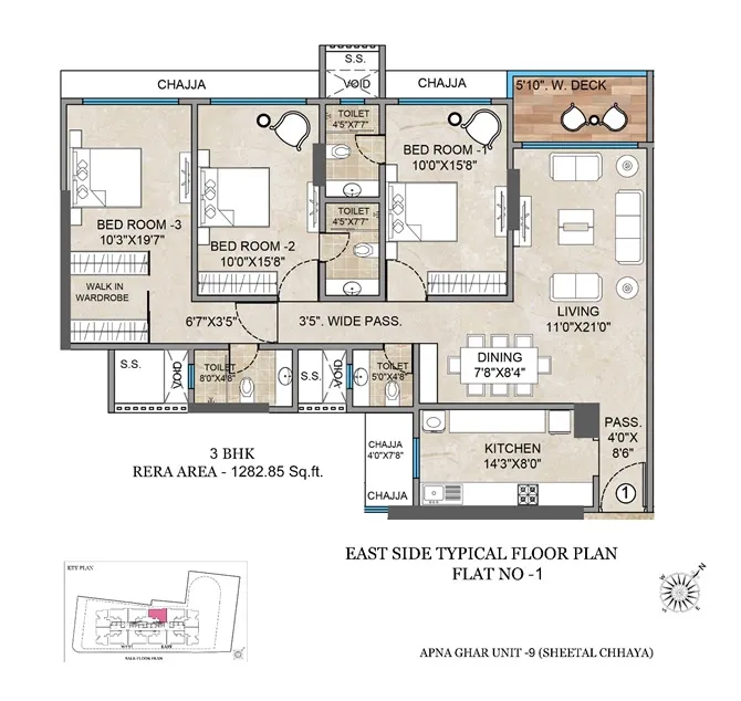 Unit plan - 1282 sq.ft.