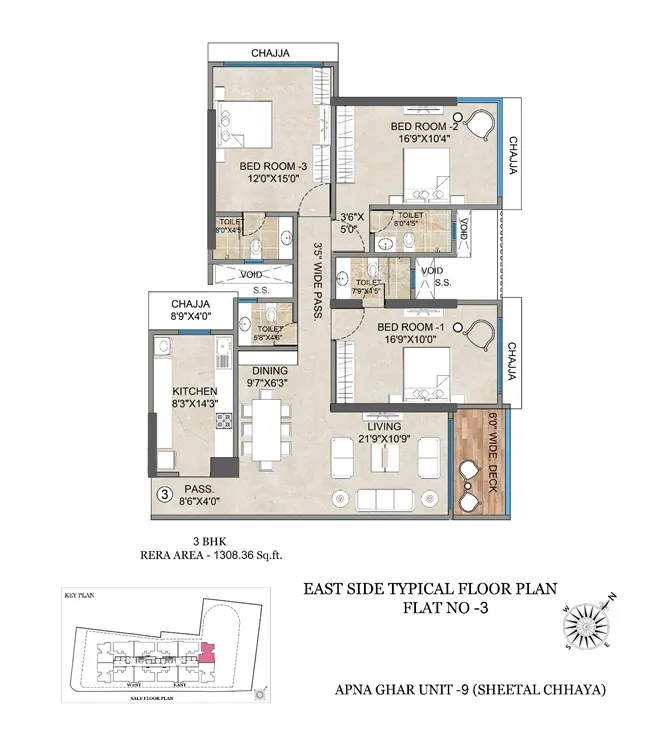 Bharat Alta Vista Unit plan - 1308 sq.ft.