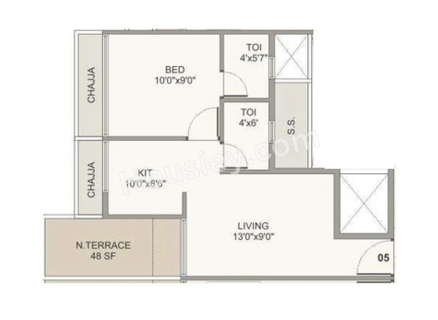 Bhaveshwar Valencia Unit plan - 438 sq.ft.