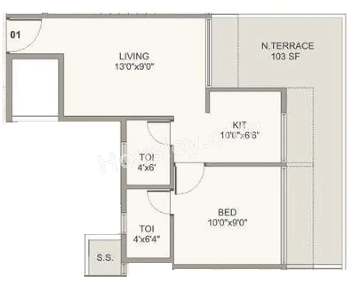 Bhaveshwar Valencia Unit plan - 441 sq.ft.
