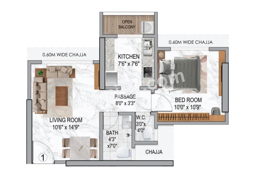 Bhoomi Castle Unit plan - 452 sq.ft.