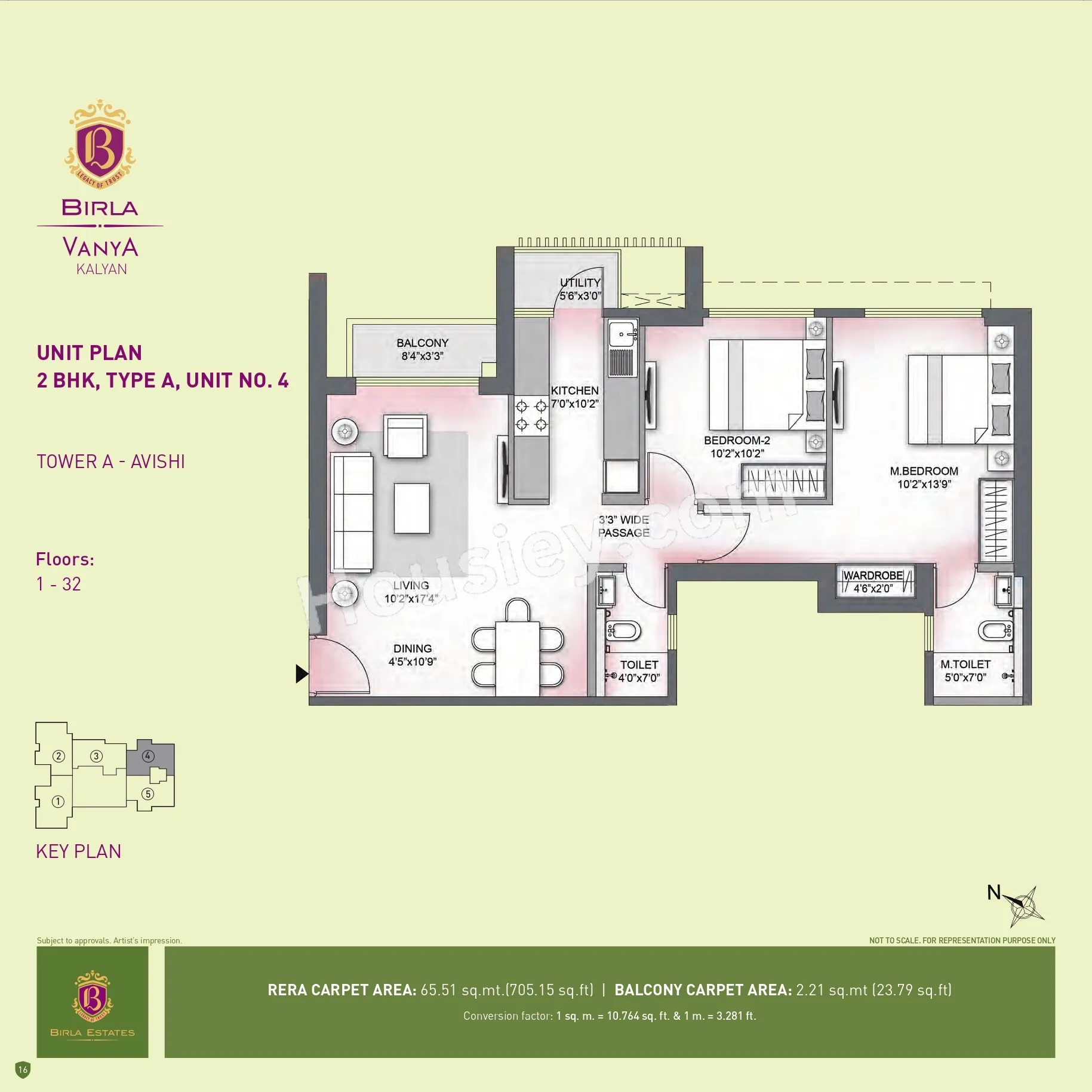 Birla Vanya Unit plan - 729 sq.ft.