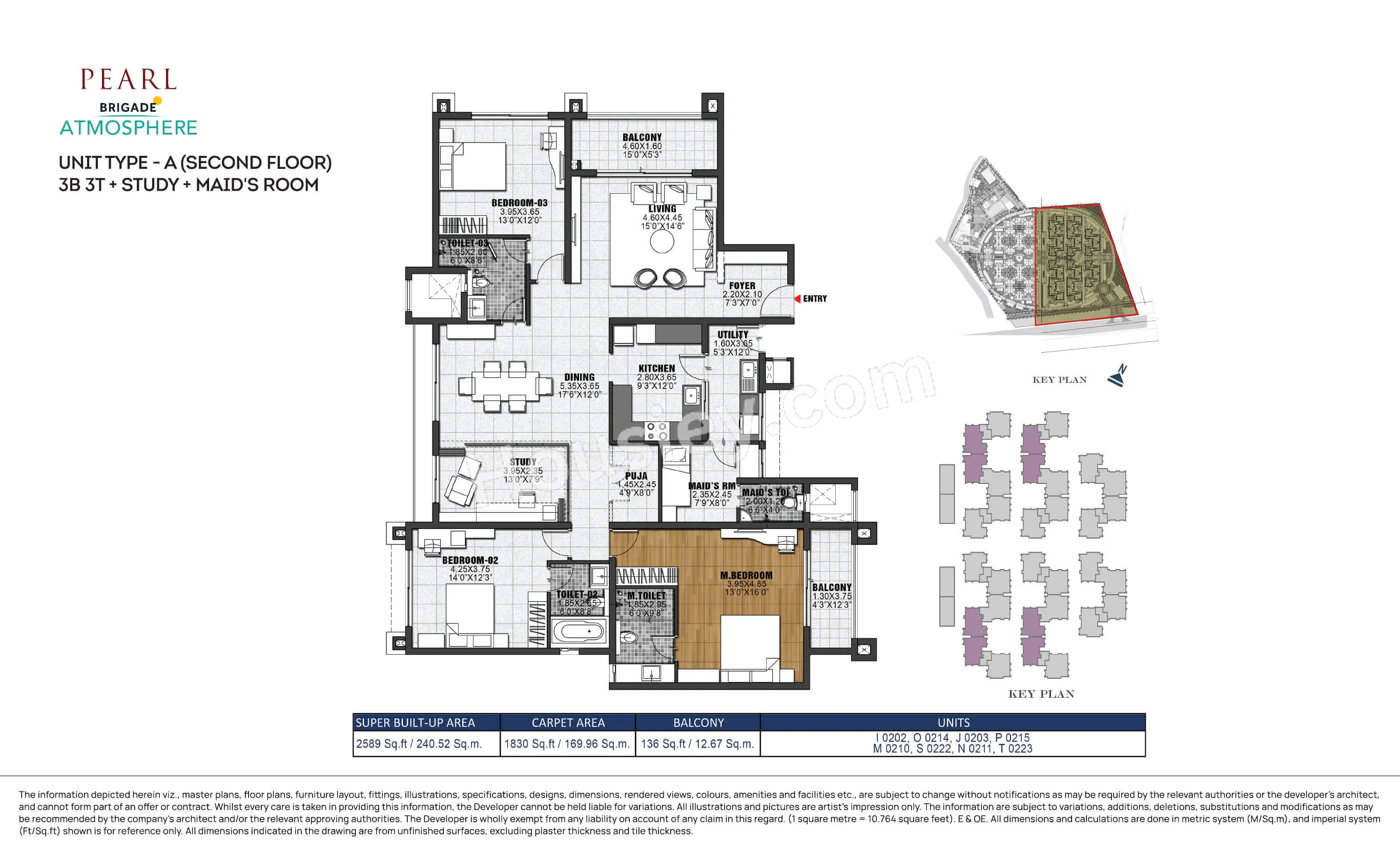 Brigade Atmosphere Pearl Unit plan - 1829 sq.ft.