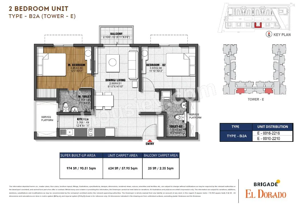 Brigade Dioro Unit plan - 624 sq.ft.