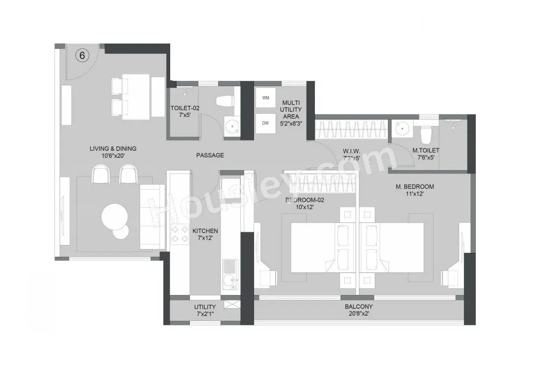 CCI Rivali Park Moonrise Unit plan - 887 sq.ft.