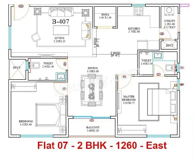 Candeur 40 Unit plan - 882 sq.ft.