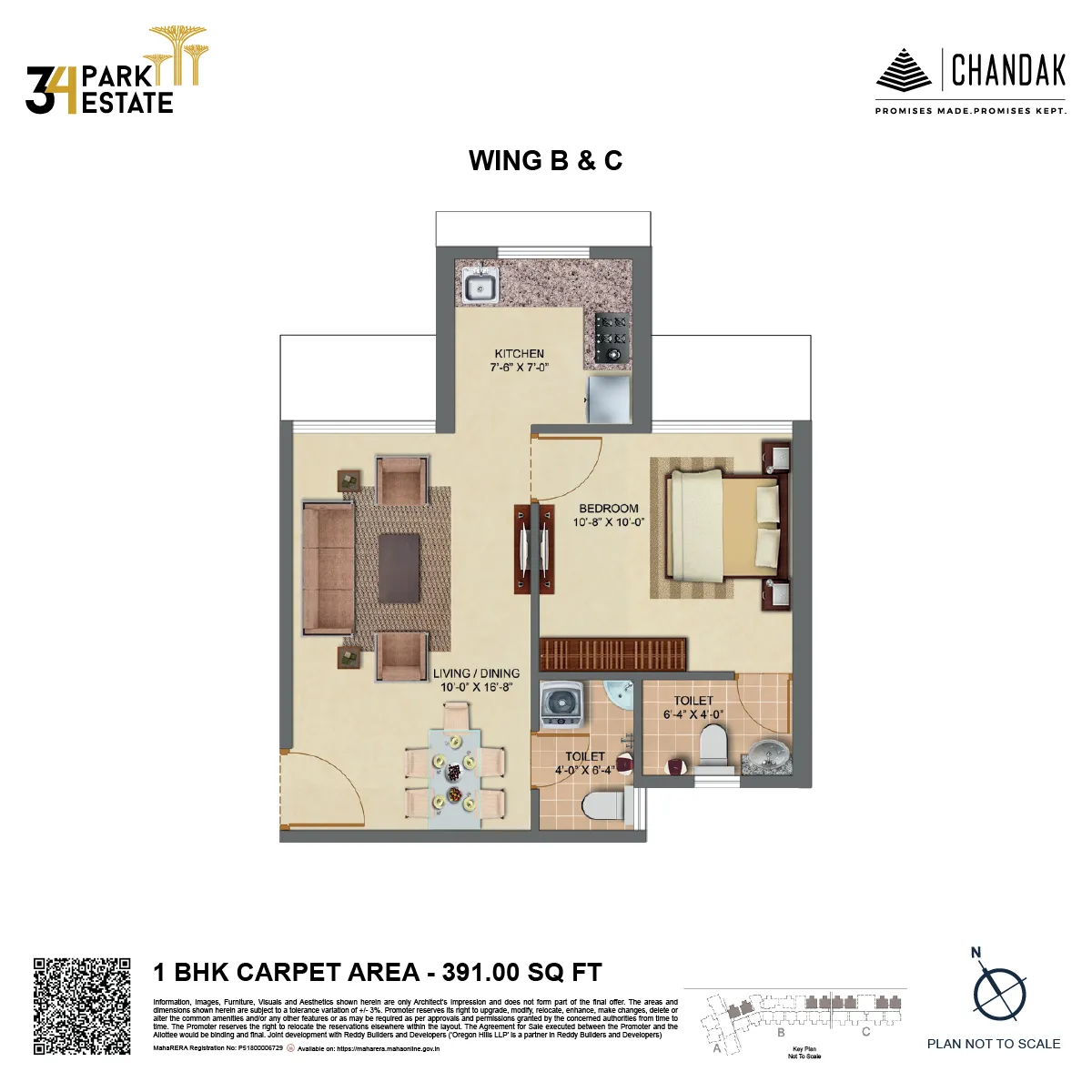 Chandak 34 Park Estate Unit plan - 391 sq.ft.