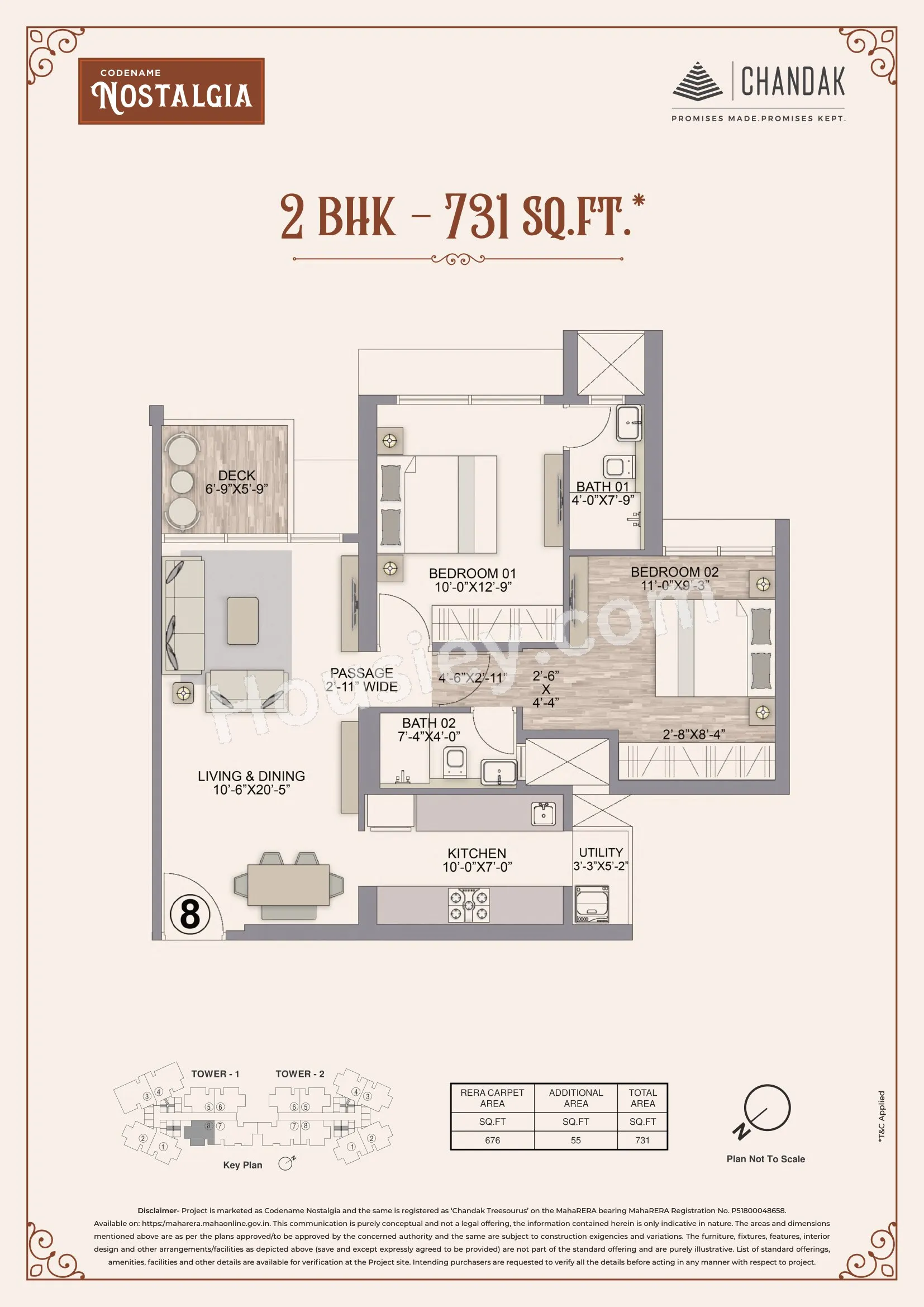 Chandak Treesourus Unit plan - 731 sq.ft.