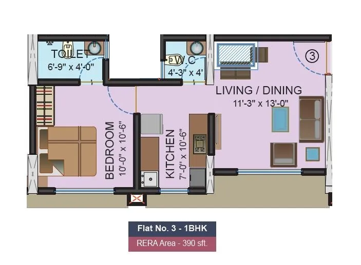 Chandiwala Pearl Heaven Unit plan - 390 sq.ft.