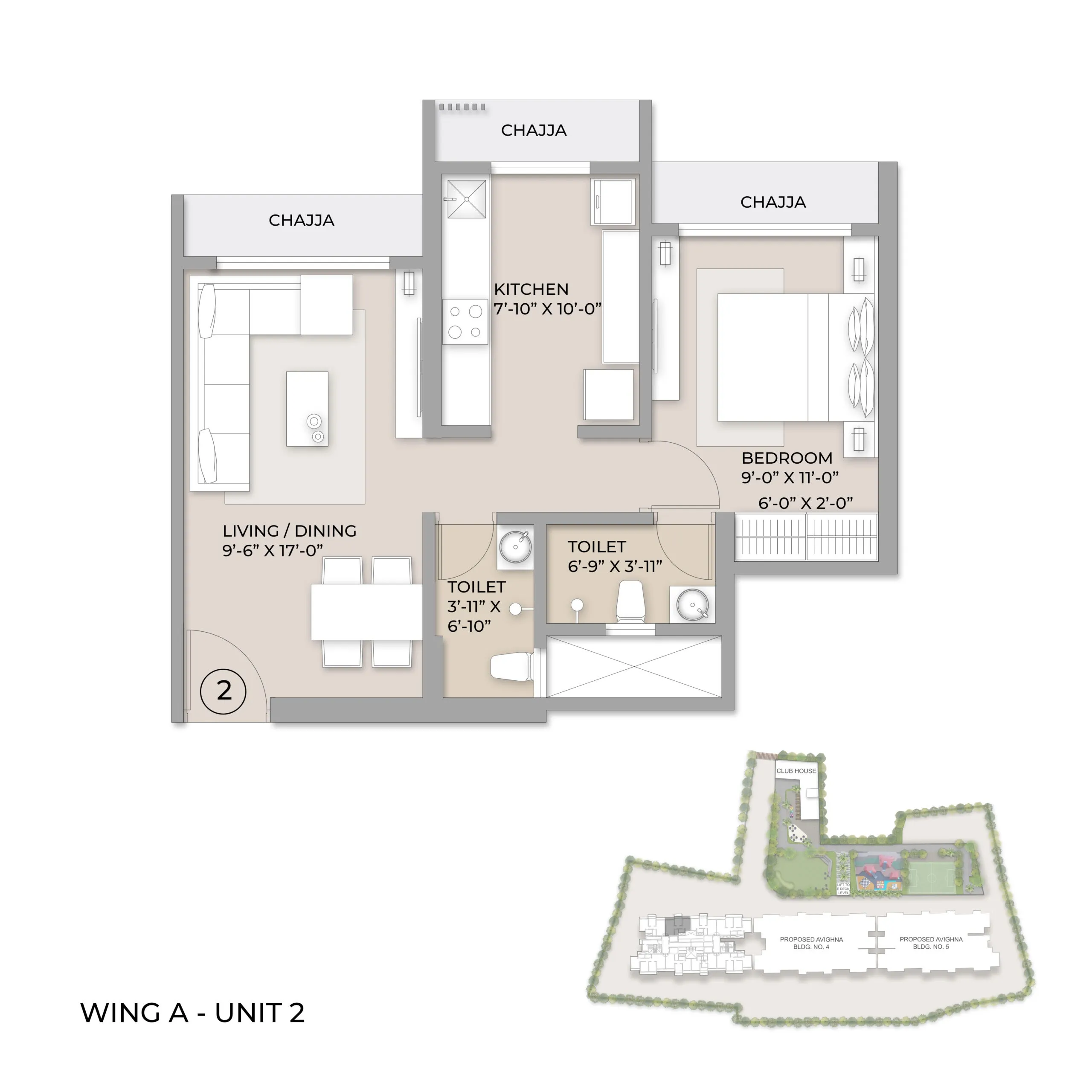 Chheda Greens Unit plan - 457 sq.ft.