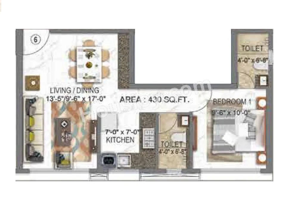 Choice Ambe Darshan Unit plan - 430 sq.ft.