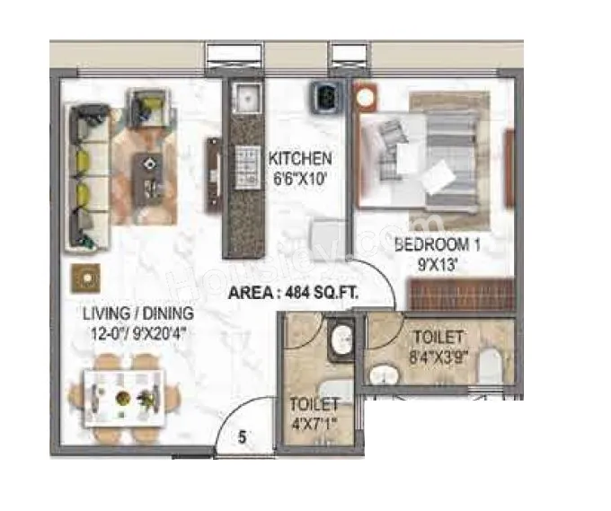Choice Ambe Darshan Unit plan - 484 sq.ft.