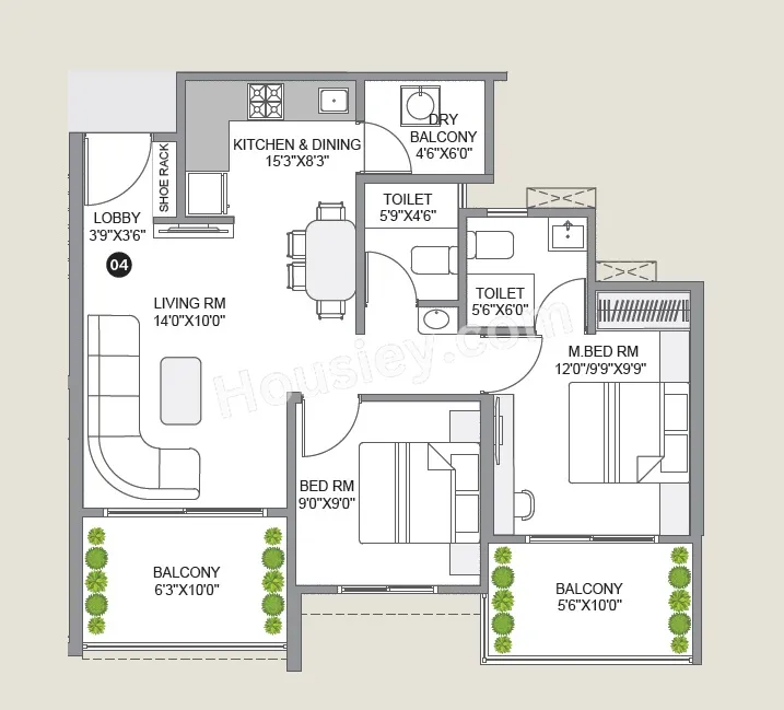 City One Sai Signature Unit plan - 700 sq.ft.