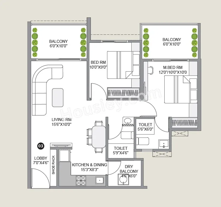 City One Sai Signature Unit plan - 738 sq.ft.
