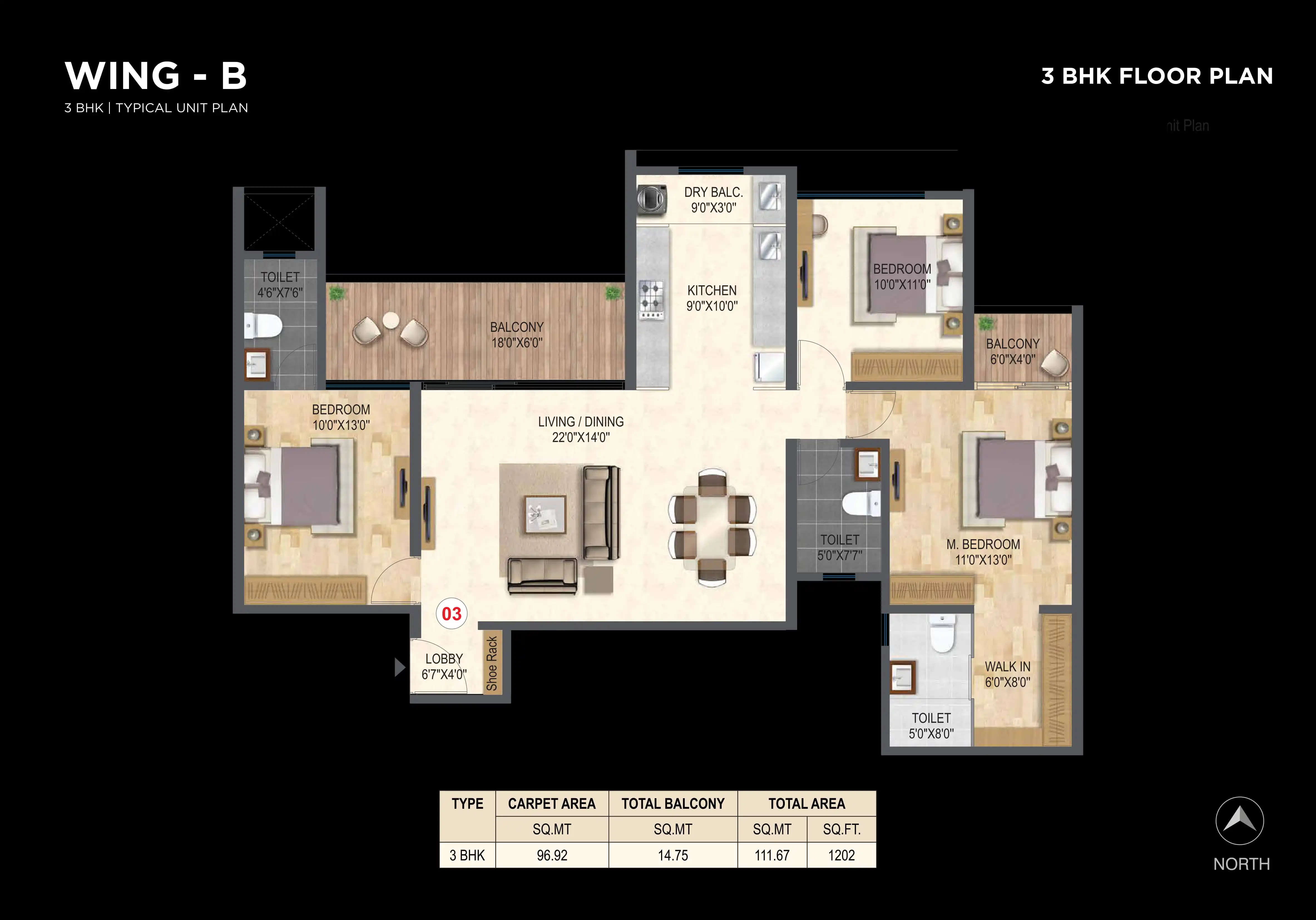 CityOne Vezdaa Unit plan - 1203 sq.ft.