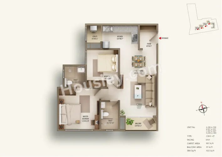 Concorde Antares Unit plan - 683 sq.ft.