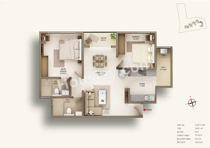 Concorde Antares Unit plan - 703 sq.ft.