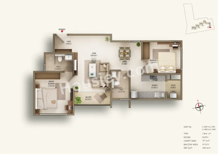 Concorde Antares Unit plan - 707 sq.ft.