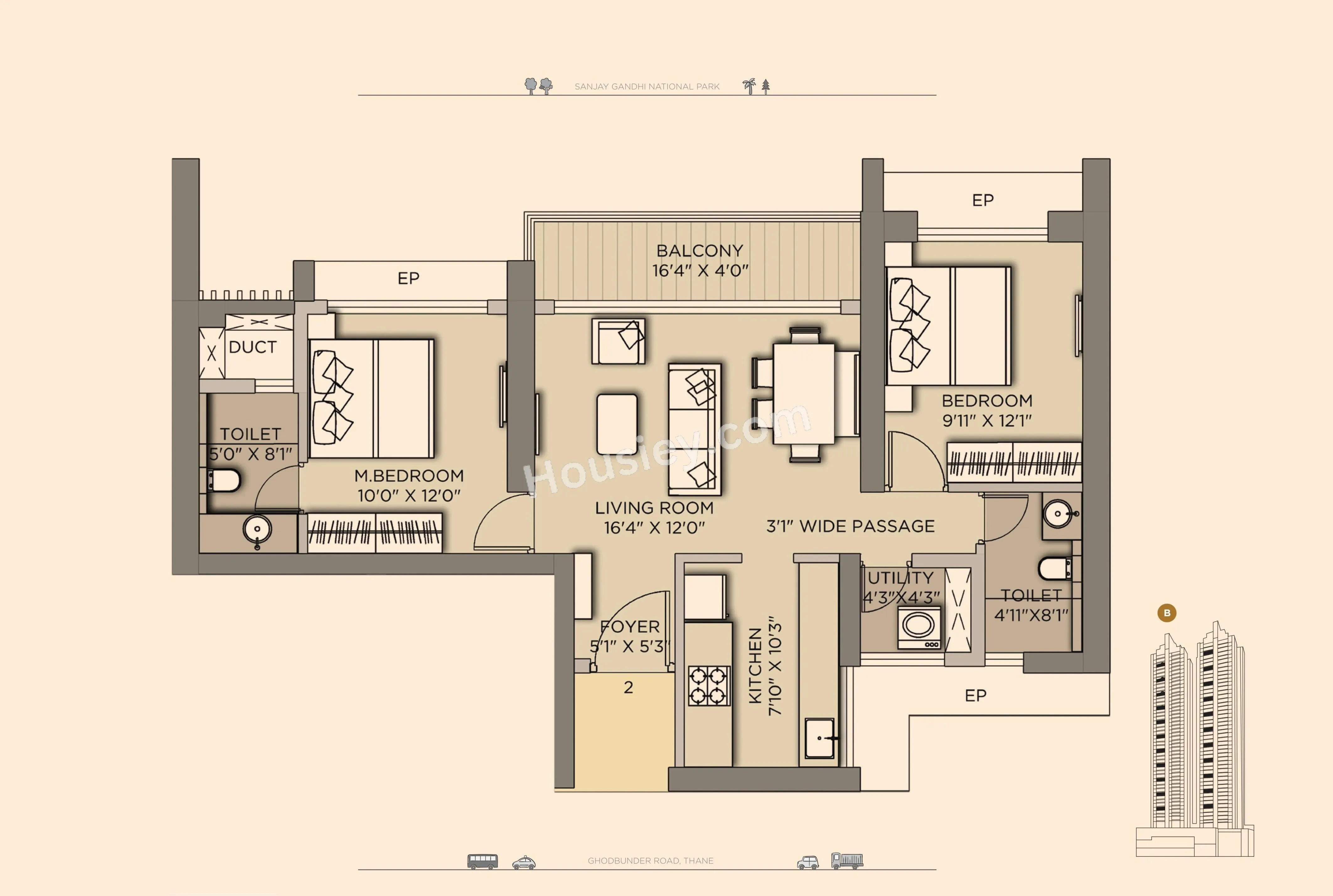 Unit plan - 787 sq.ft.