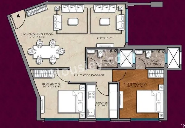 Crystal Sukruti Samyra Unit plan - 717 sq.ft.