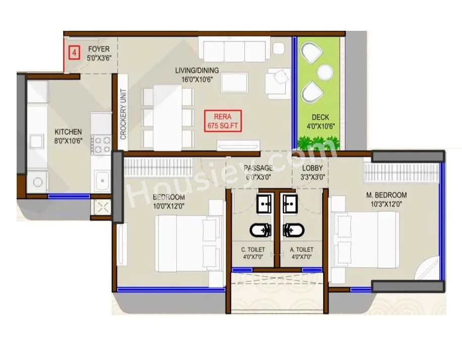 DGS Sheetal Infinity Unit plan - 675 sq.ft.