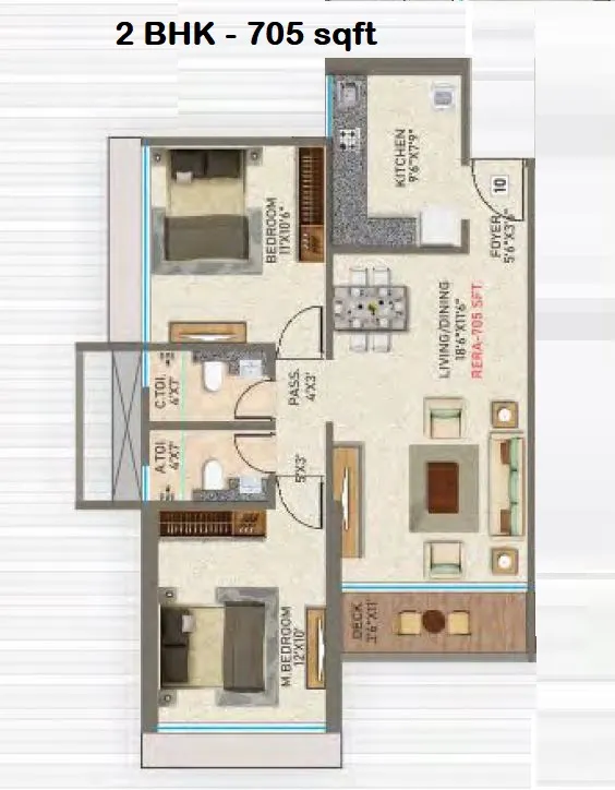 DGS Sheetal Regalia Unit plan - 705 sq.ft.