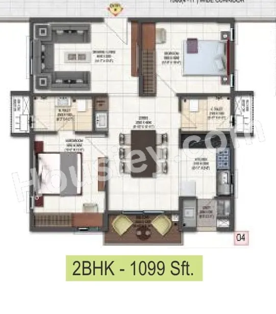 DSR Highland Greenz Unit plan - 728 sq.ft.