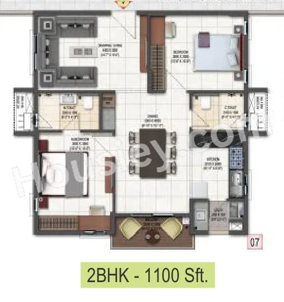 DSR Highland Greenz Unit plan - 728 sq.ft.