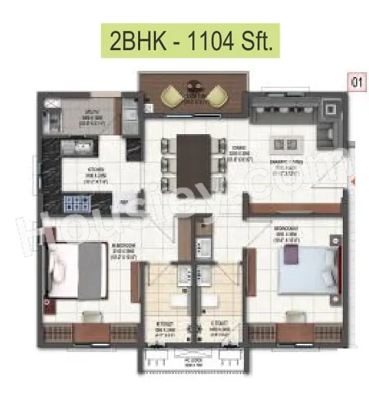 DSR Highland Greenz Unit plan - 716 sq.ft.