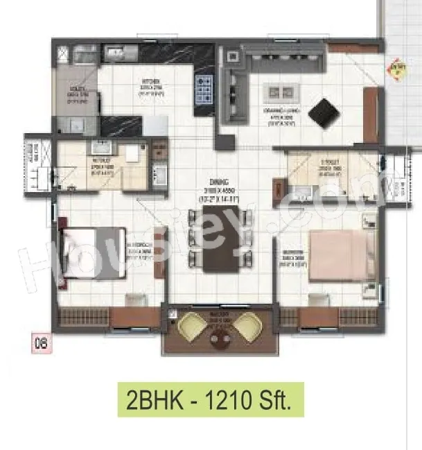 DSR Highland Greenz Unit plan - 796 sq.ft.