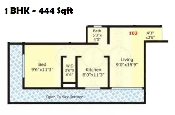 Unit plan - 444 sq.ft.