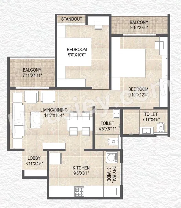 Unit plan - 683 sq.ft.