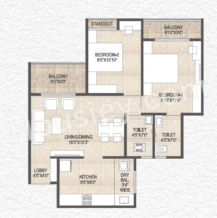Destination Mangalam Marvel Unit plan - 704 sq.ft.