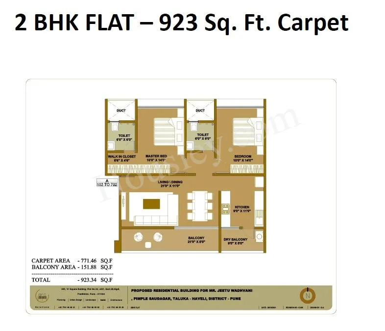 Destiny Bliss Unit plan - 923 sq.ft.