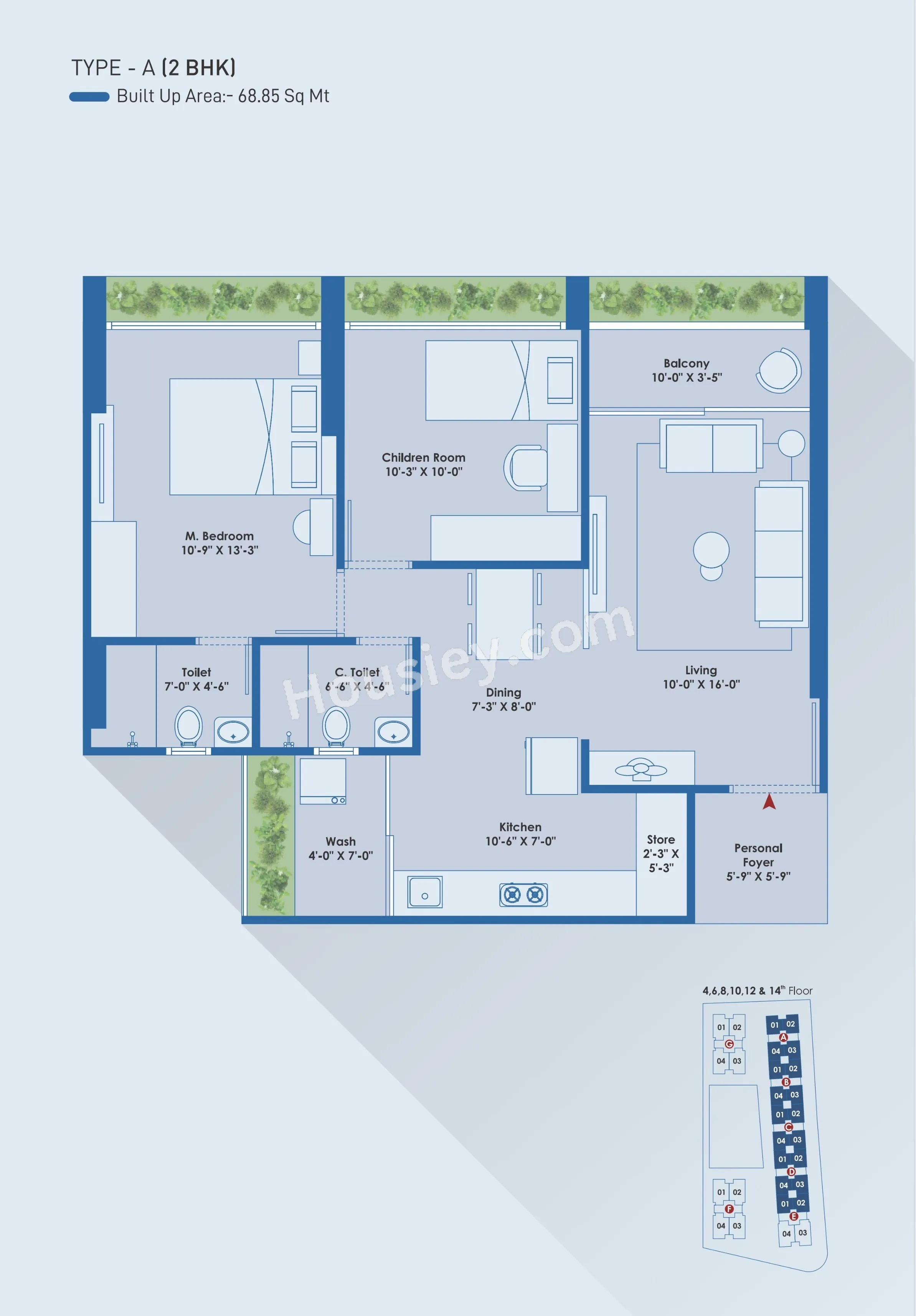 Dobariya The Green Parmeshwar Unit plan - 742 sq.ft.