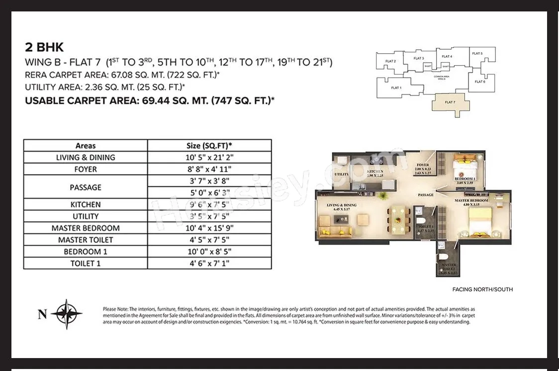 Dosti Mezzo 22 Unit plan - 747 sq.ft.