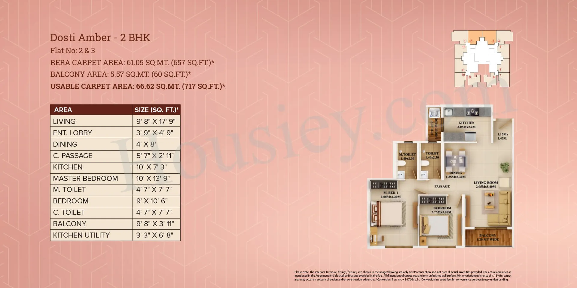 Dosti Planet North Unit plan - 717 sq.ft.