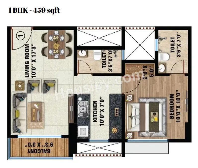 Dream Aspire Unit plan - 459 sq.ft.