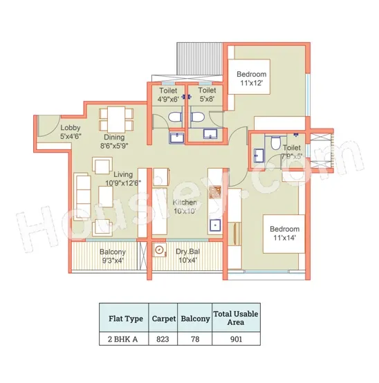 Dream Delmont Unit plan - 901 sq.ft.