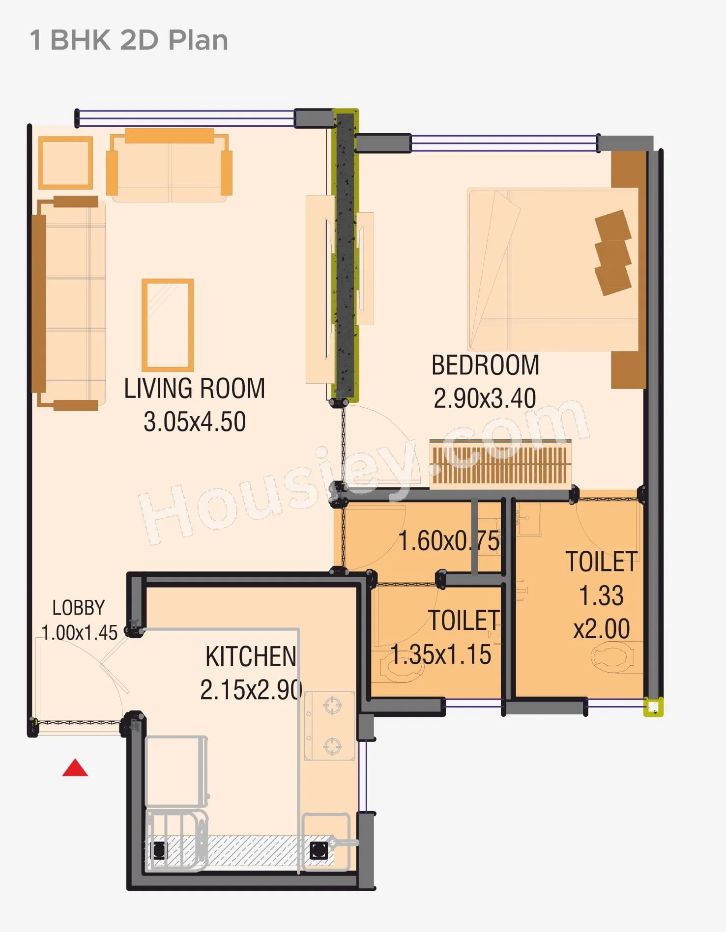 Drushti Emerald Unit plan - 419 sq.ft.