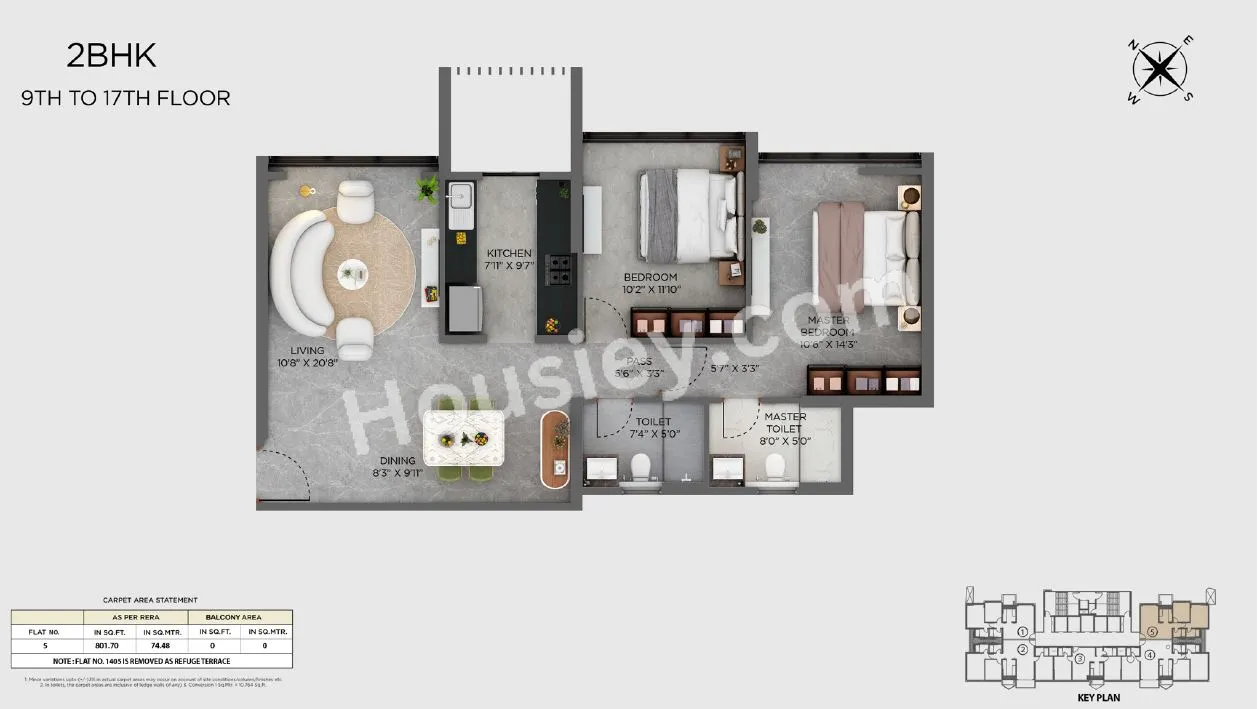 Dudhwala Vista Residences Unit plan - 801 sq.ft.