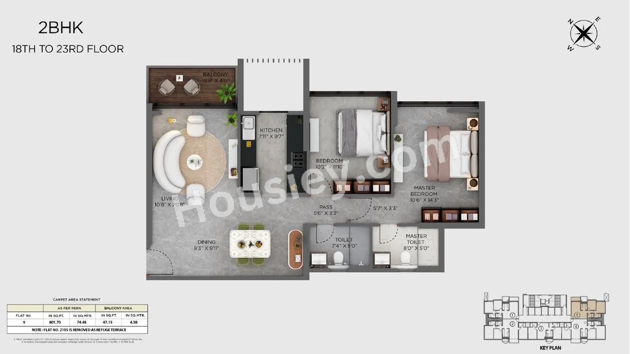 Dudhwala Vista Residences Unit plan - 848 sq.ft.