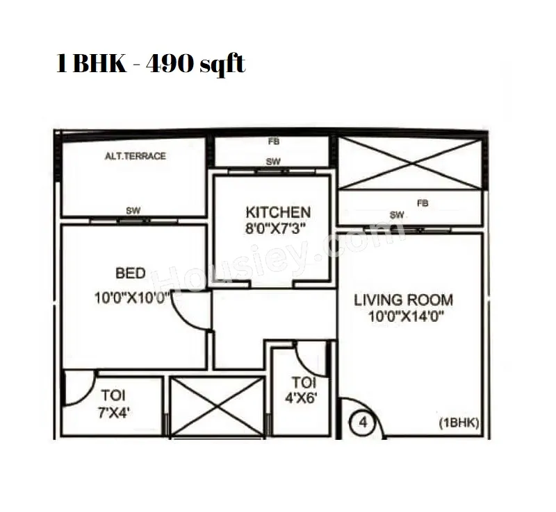 Unit plan - 490 sq.ft.