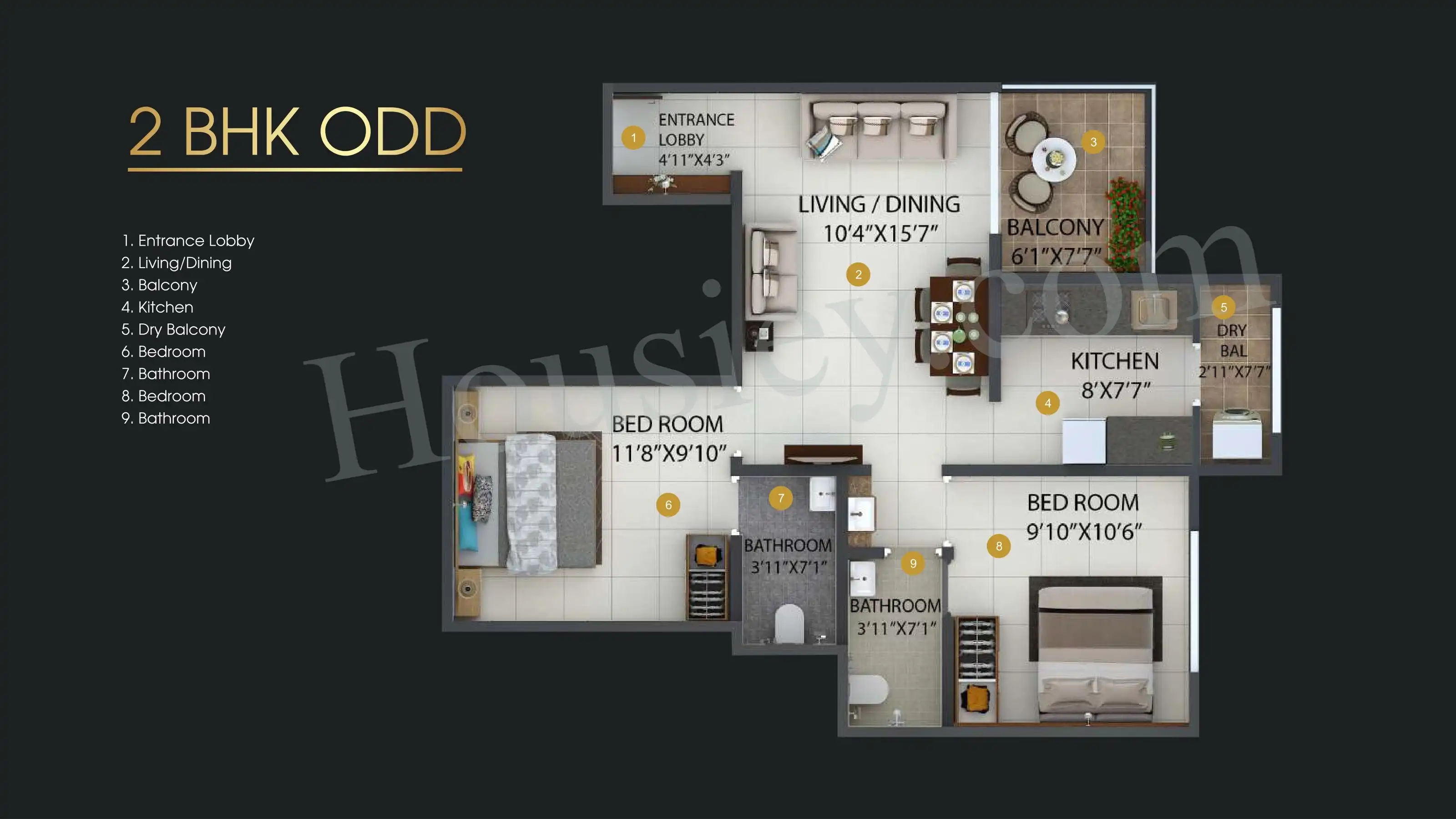 Sonigara Dwaarka World Unit plan - 694 sq.ft.