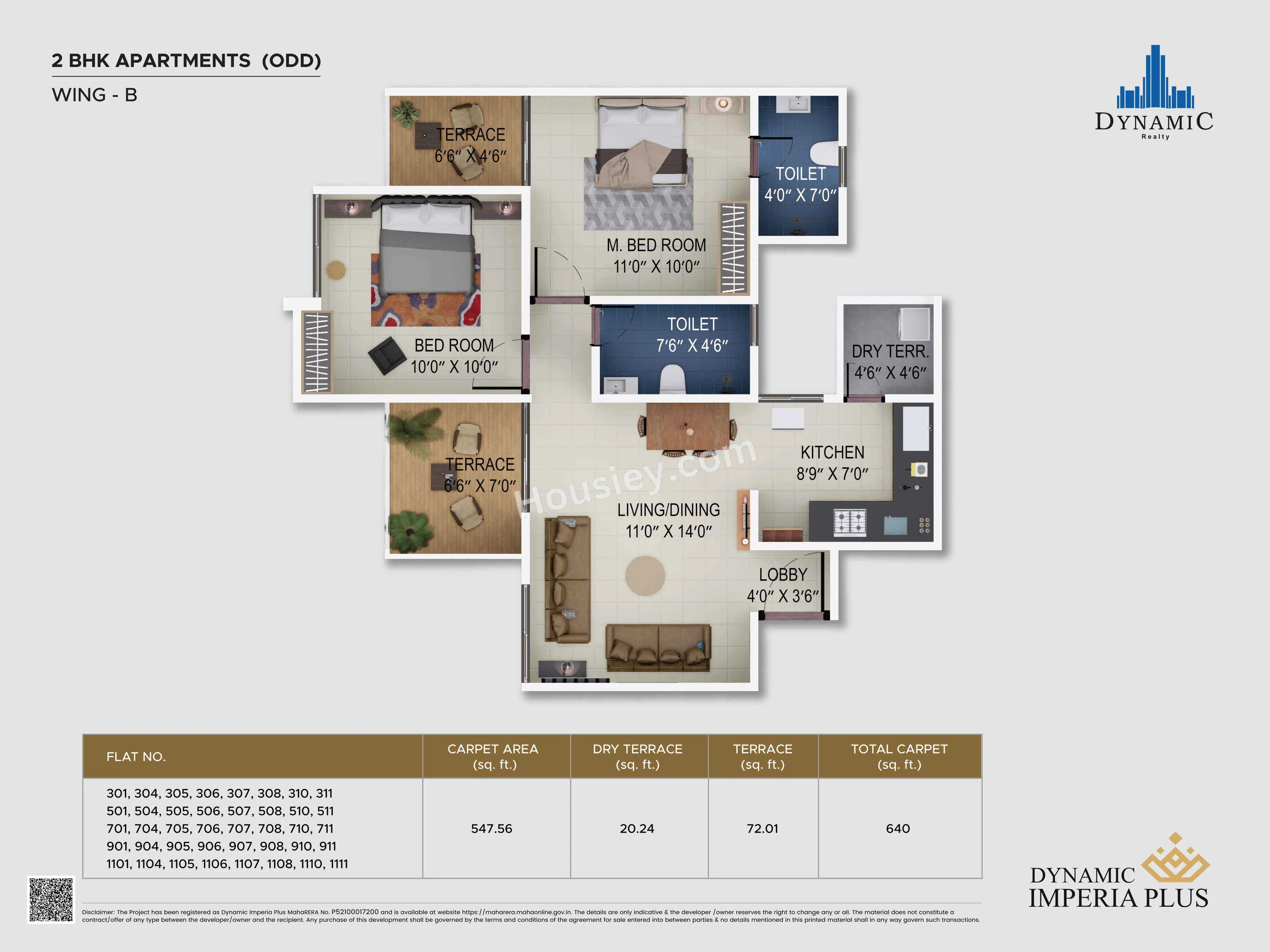 Dynamic Imperia Plus Unit plan - 640 sq.ft.