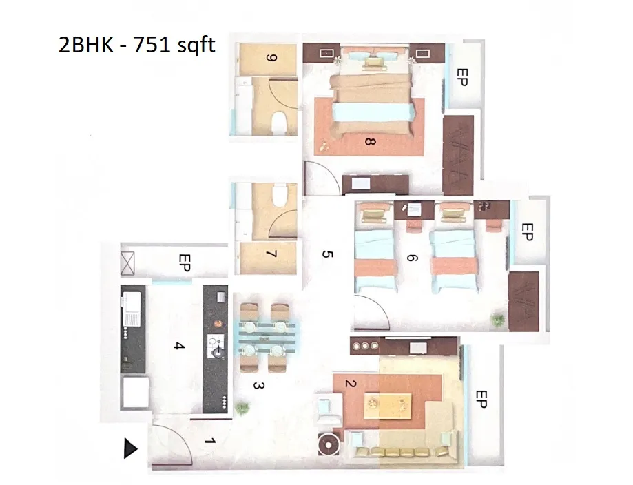 Dynamix Parkwoods Unit plan - 751 sq.ft.