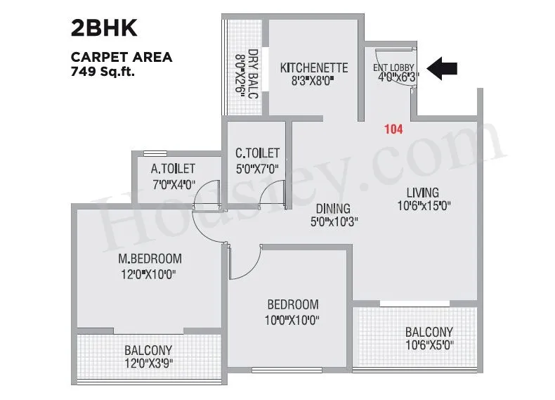 Unit plan - 749 sq.ft.