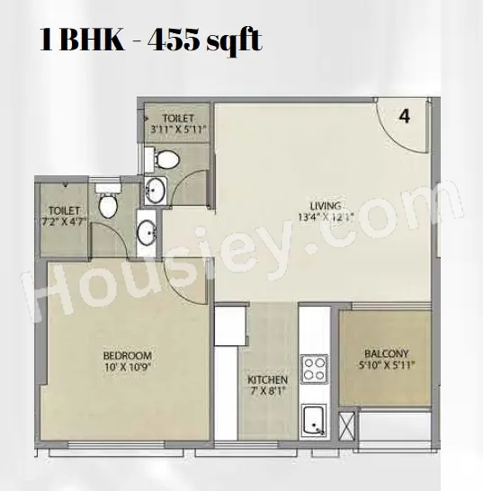 Ekdanta 24 Karat Unit plan - 455 sq.ft.