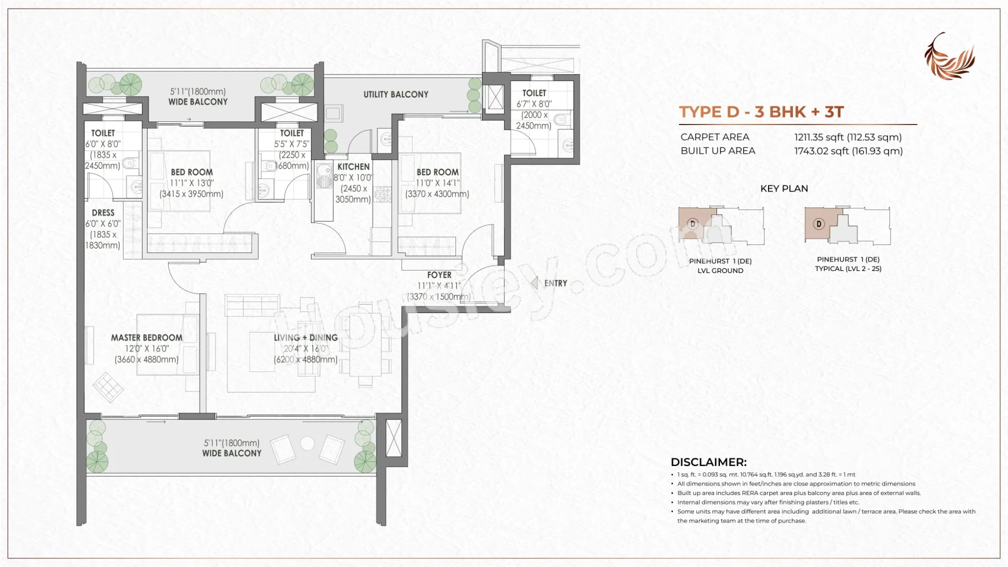 Eldeco Fairway Reserve Unit plan - 1211 sq.ft.